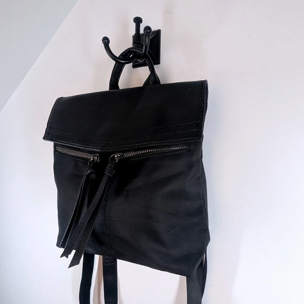 Botkier New York‎ Black Faux Leather Nylon Convertible Trigger Backpack Purse